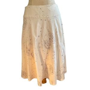 Carole Little cream skirt w/ sequin embellishments
